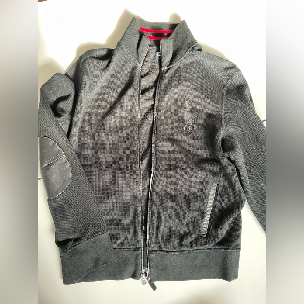 Polo Ralph Lauren Pique Zip Up Jacket Elbow Patches